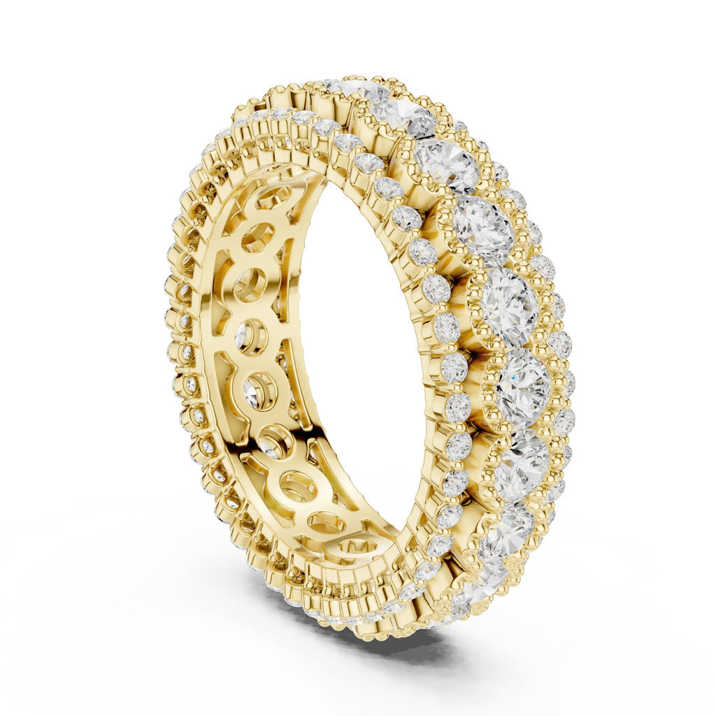 Triple Row Diamond Eternity Band in White Gold Lab Grown Diamond