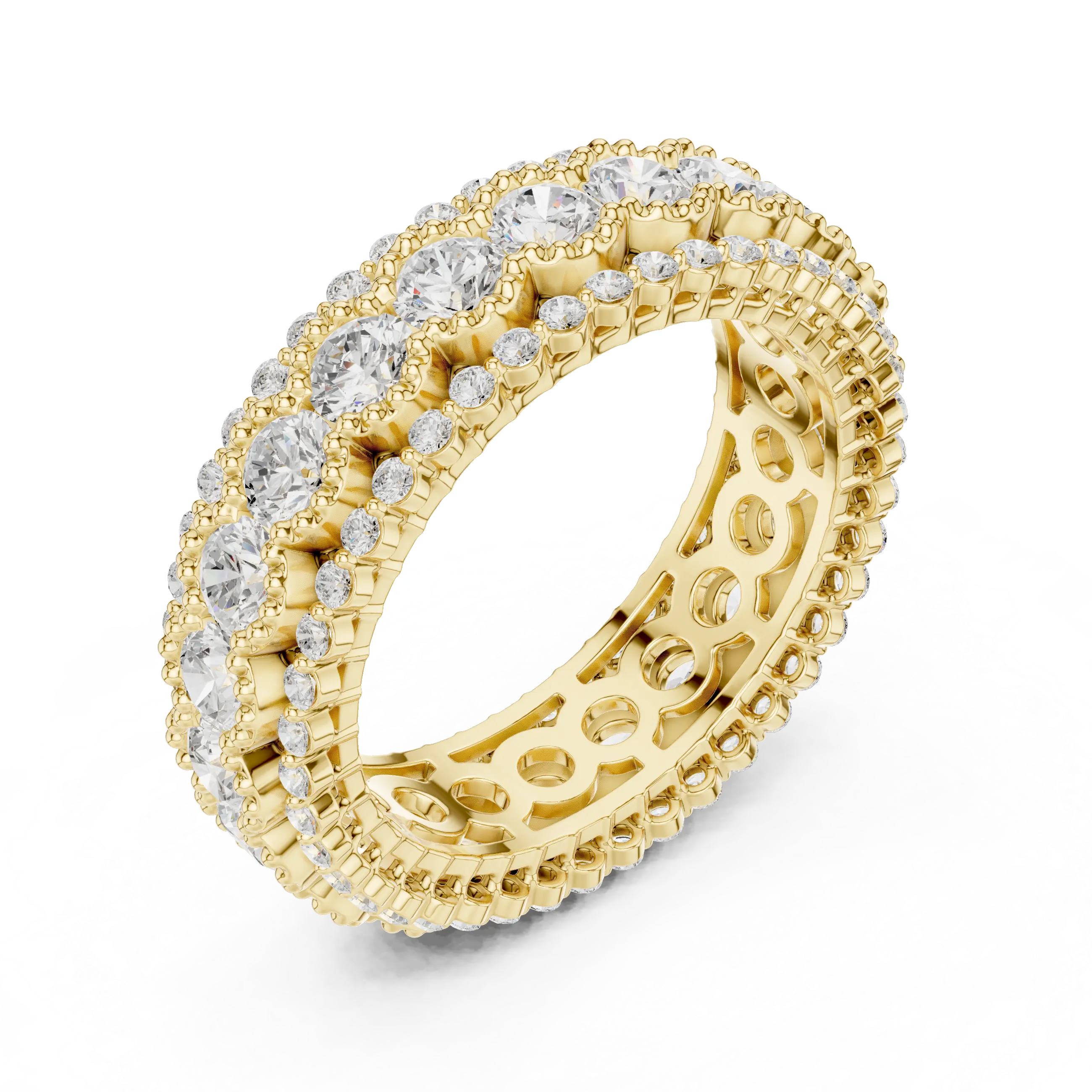 Triple Row Diamond Eternity Band in White Gold Lab Grown Diamond