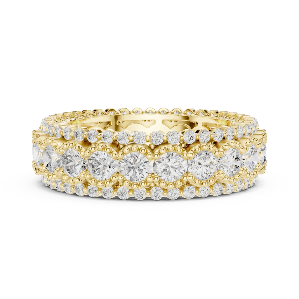 Triple Row Diamond Eternity Band in White Gold Lab Grown Diamond