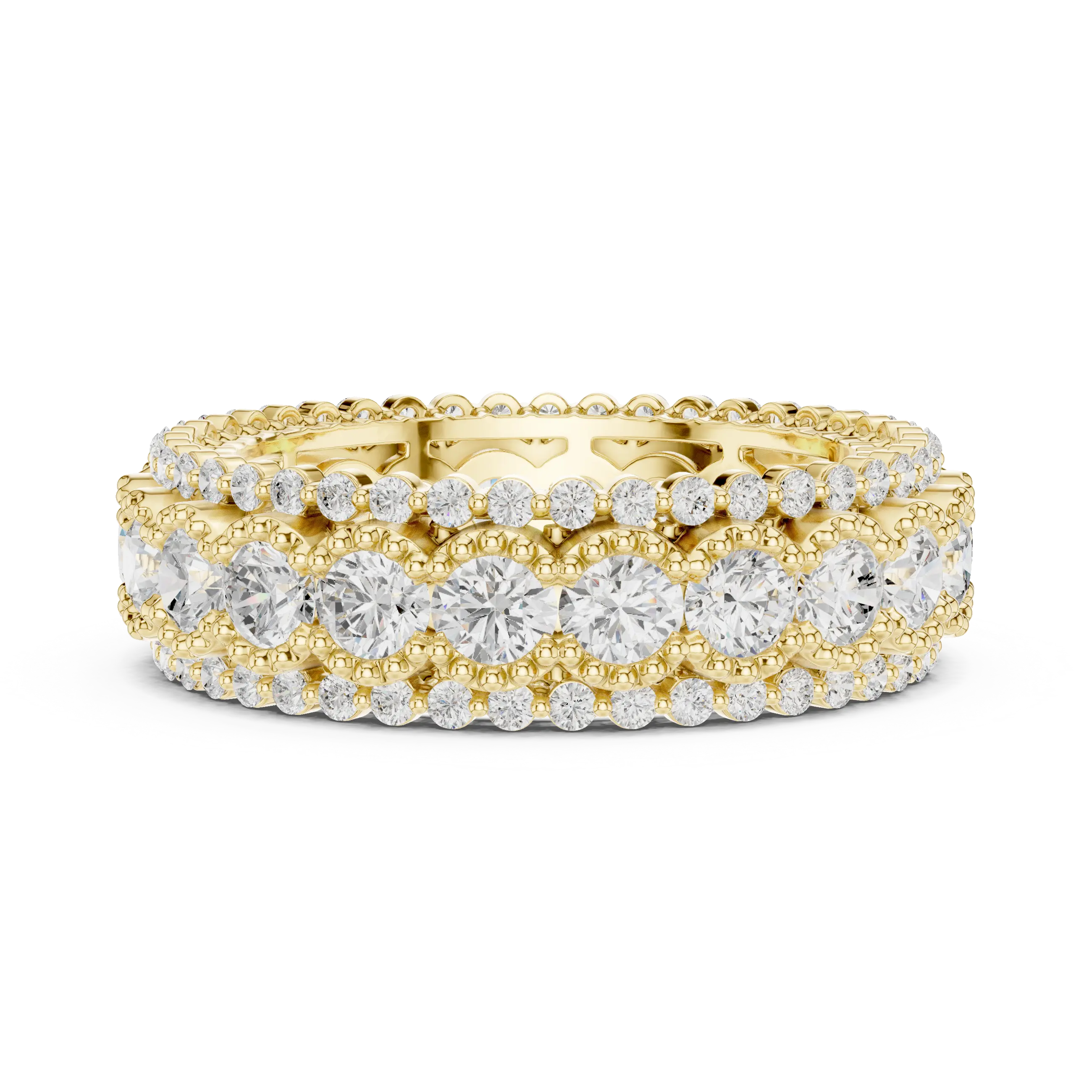 Triple Row Diamond Eternity Band in White Gold Lab Grown Diamond
