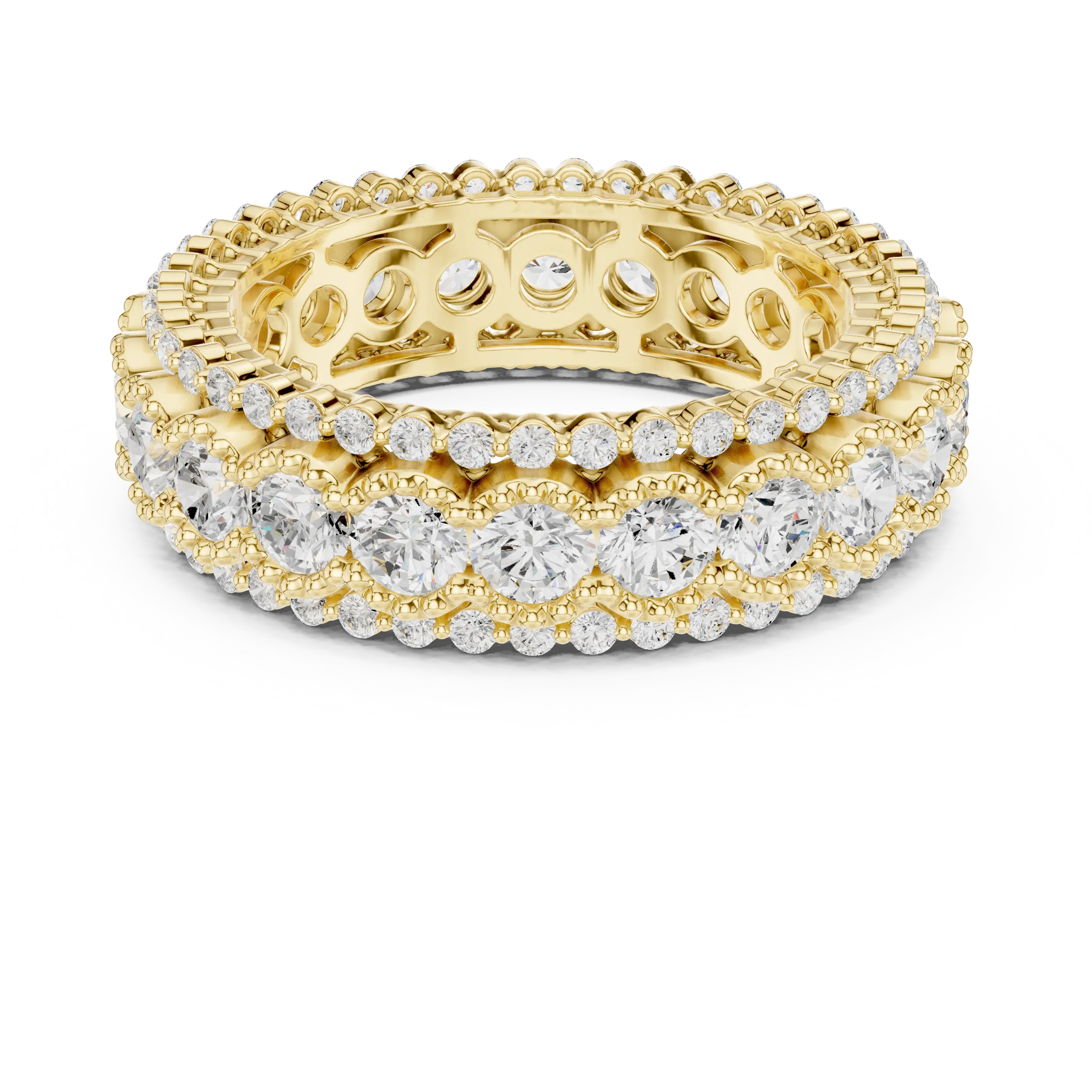 Triple Row Diamond Eternity Band in White Gold Lab Grown Diamond