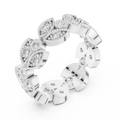 14K White Gold  Round Milgrain Eternity Ring Moissanite Diamond