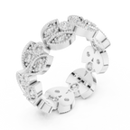 14K White Gold  Round Milgrain Eternity Ring Moissanite Diamond