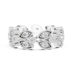 14K White Gold  Round Milgrain Eternity Ring Moissanite Diamond
