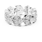 14K White Gold  Round Milgrain Eternity Ring Moissanite Diamond