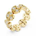 14K White Gold  Round Milgrain Eternity Ring Moissanite Diamond