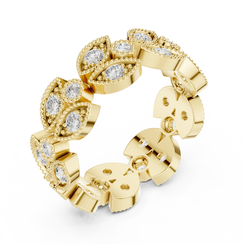 14K White Gold  Round Milgrain Eternity Ring Moissanite Diamond