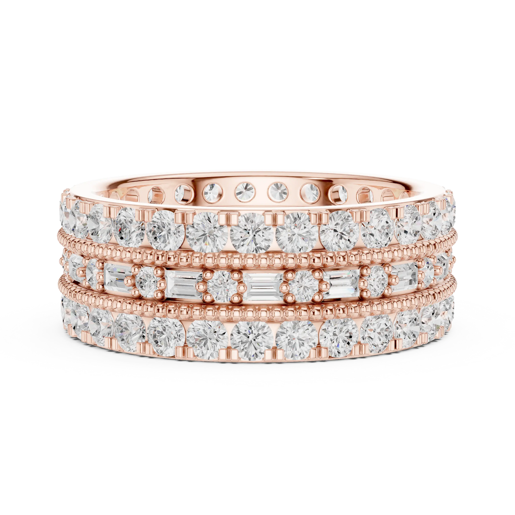 Iced Out Moissanite Diamond Eternity Ring 14K Rose Gold