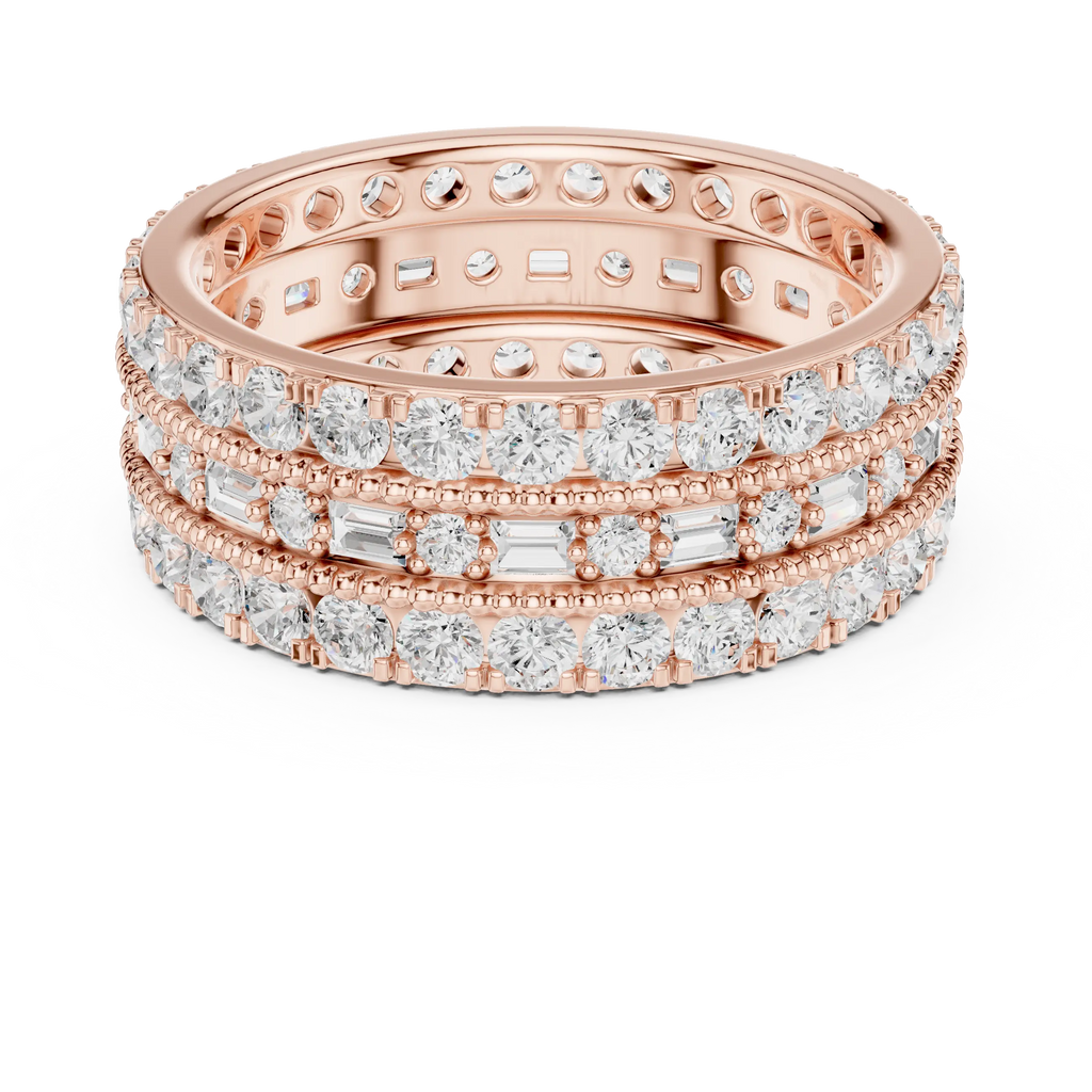 Iced Out Moissanite Diamond Eternity Ring 14K Rose Gold