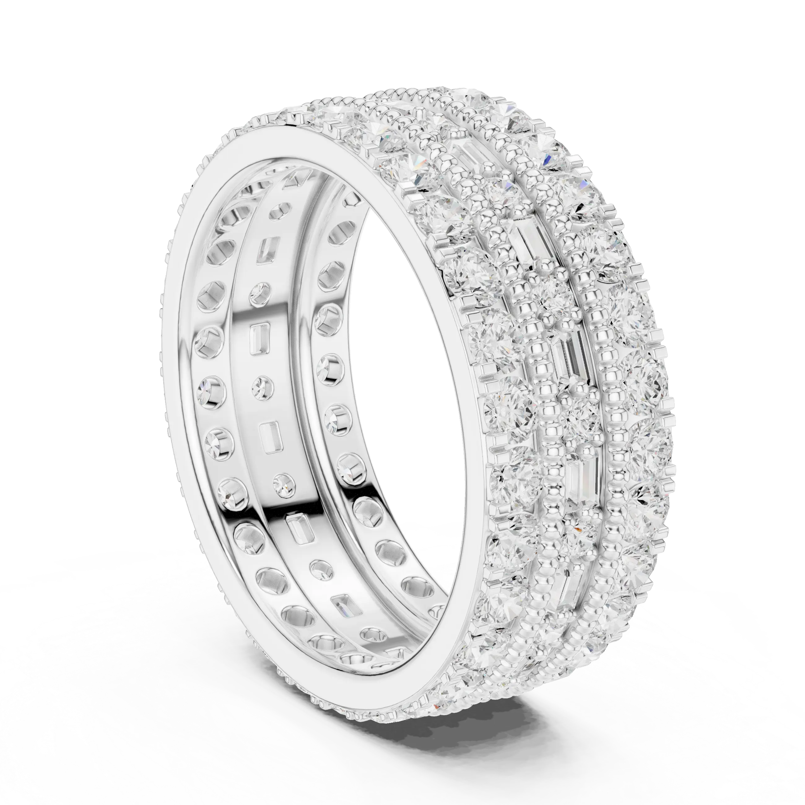 Iced Out Moissanite Diamond Eternity Ring 14K Rose Gold