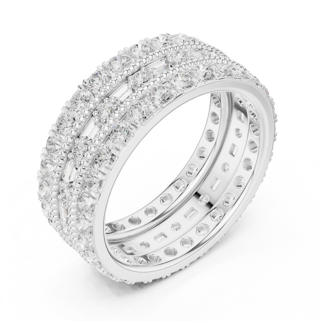 Iced Out Moissanite Diamond Eternity Ring 14K Rose Gold