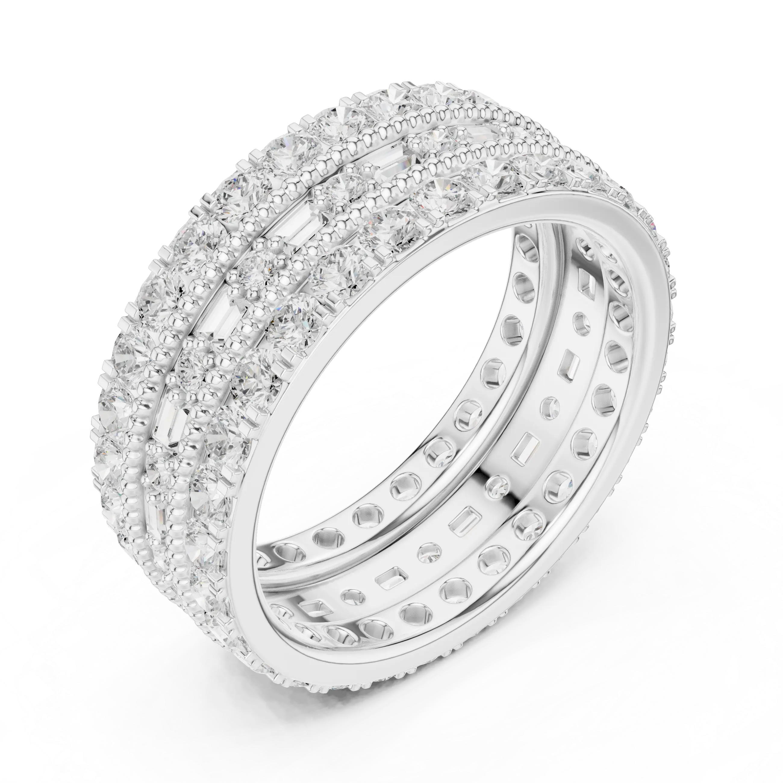 Iced Out Moissanite Diamond Eternity Ring 14K Rose Gold