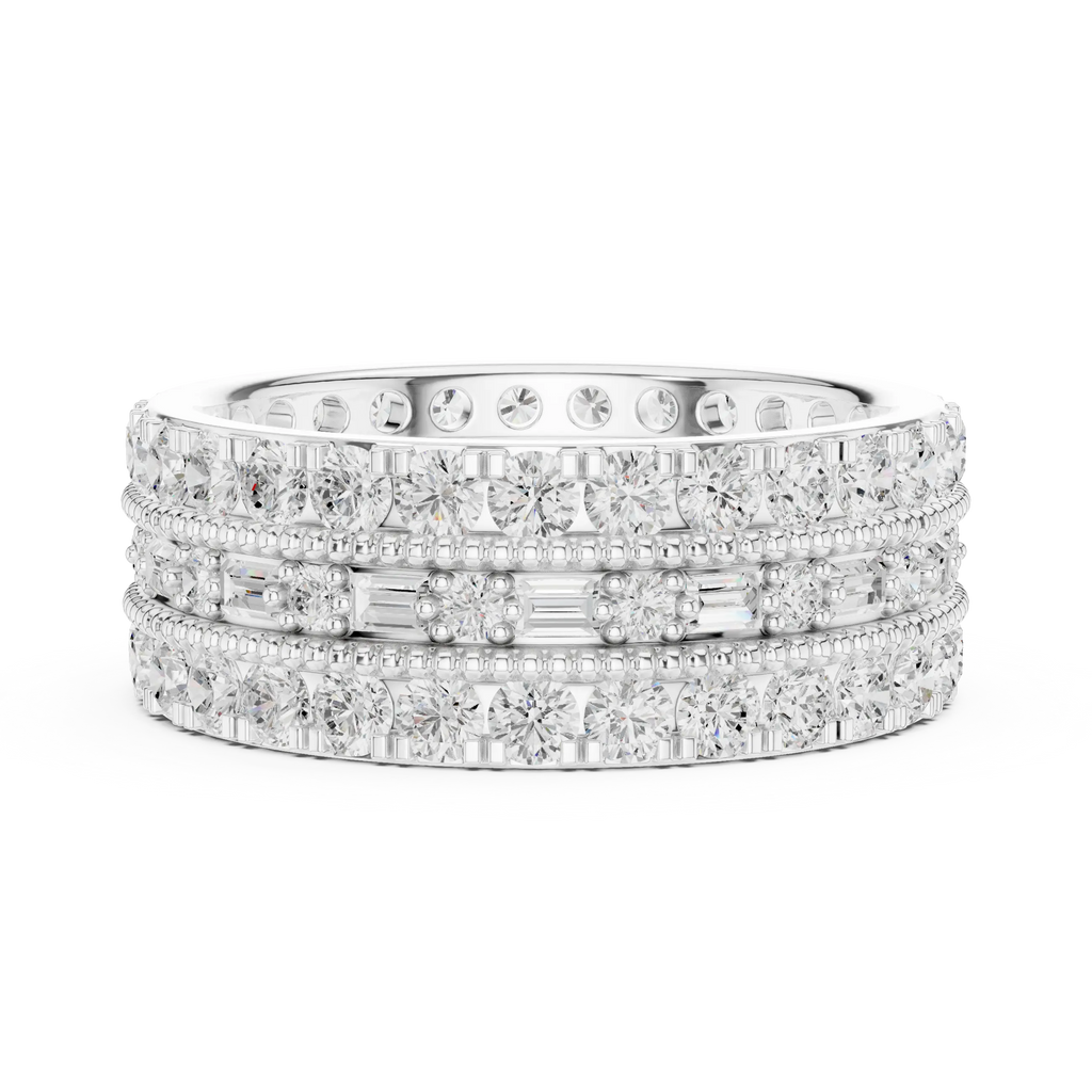 Iced Out Moissanite Diamond Eternity Ring 14K Rose Gold
