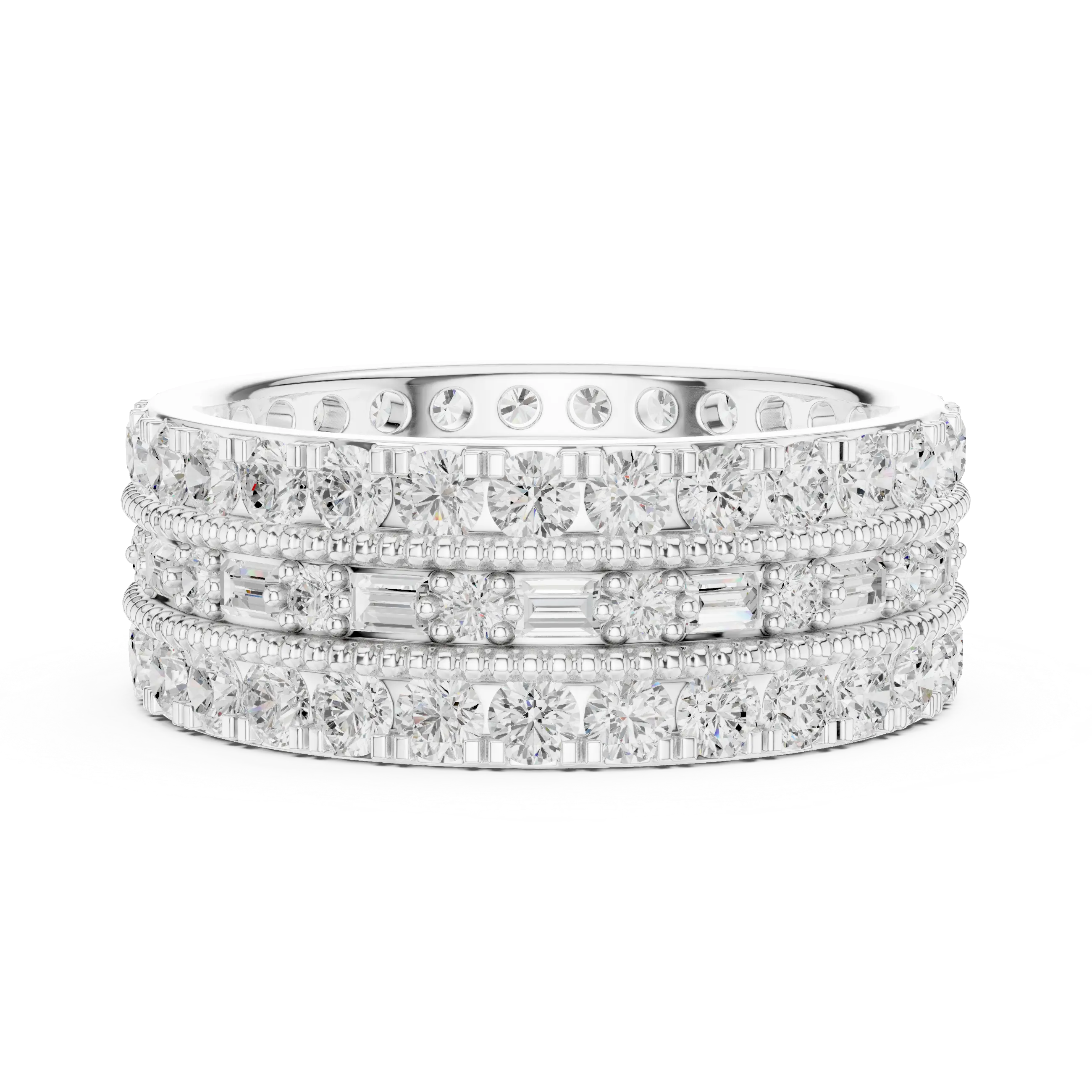 Iced Out Moissanite Diamond Eternity Ring 14K Rose Gold