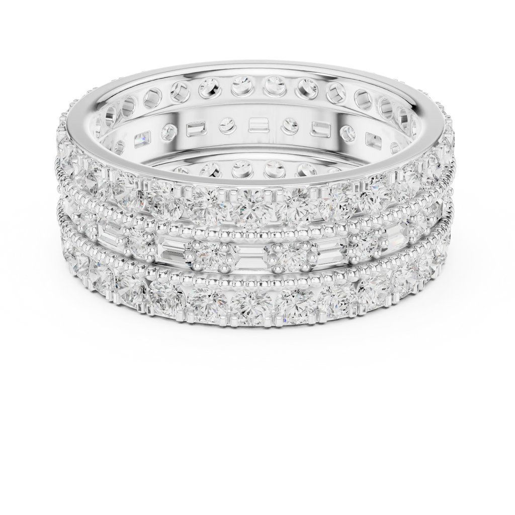 Iced Out Moissanite Diamond Eternity Ring 14K Rose Gold