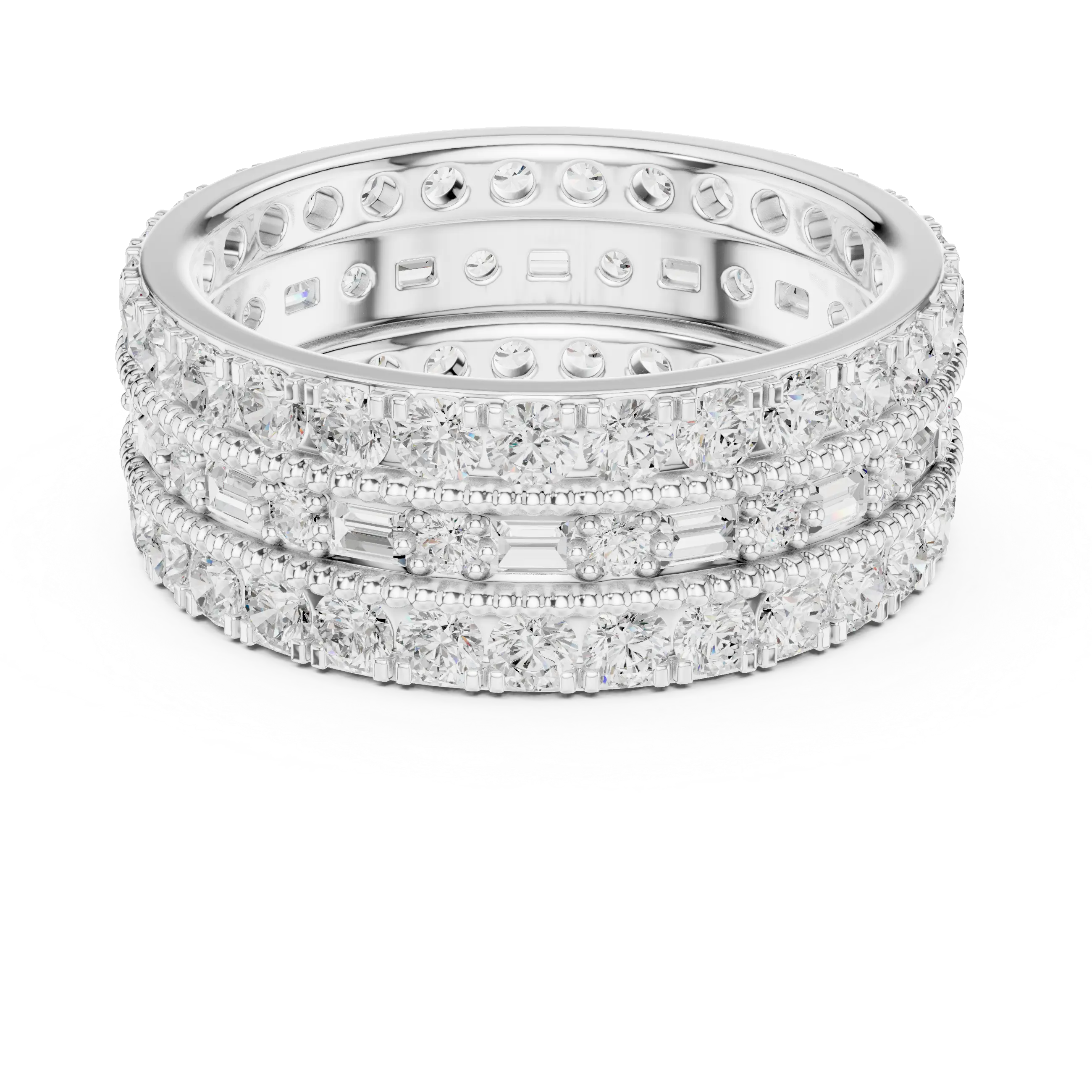 Iced Out Moissanite Diamond Eternity Ring 14K Rose Gold