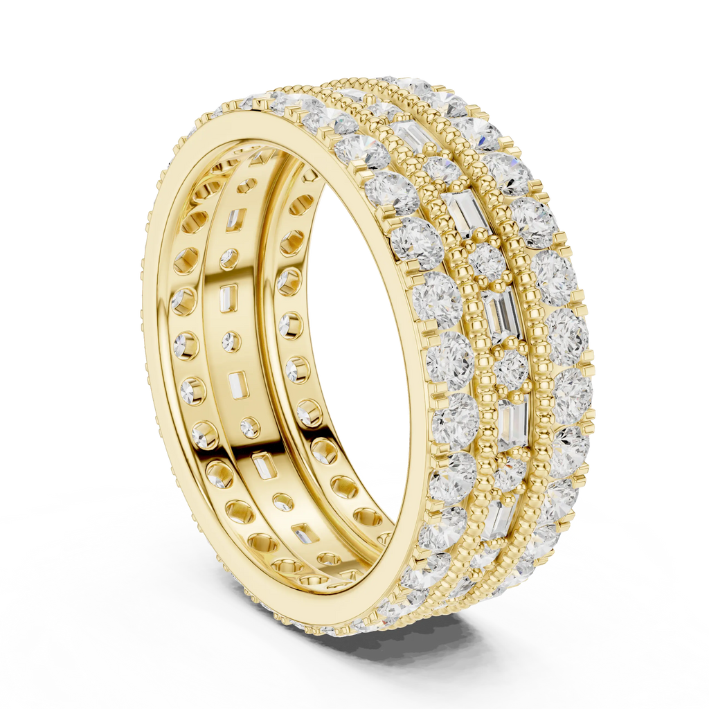 Iced Out Moissanite Diamond Eternity Ring 14K Rose Gold