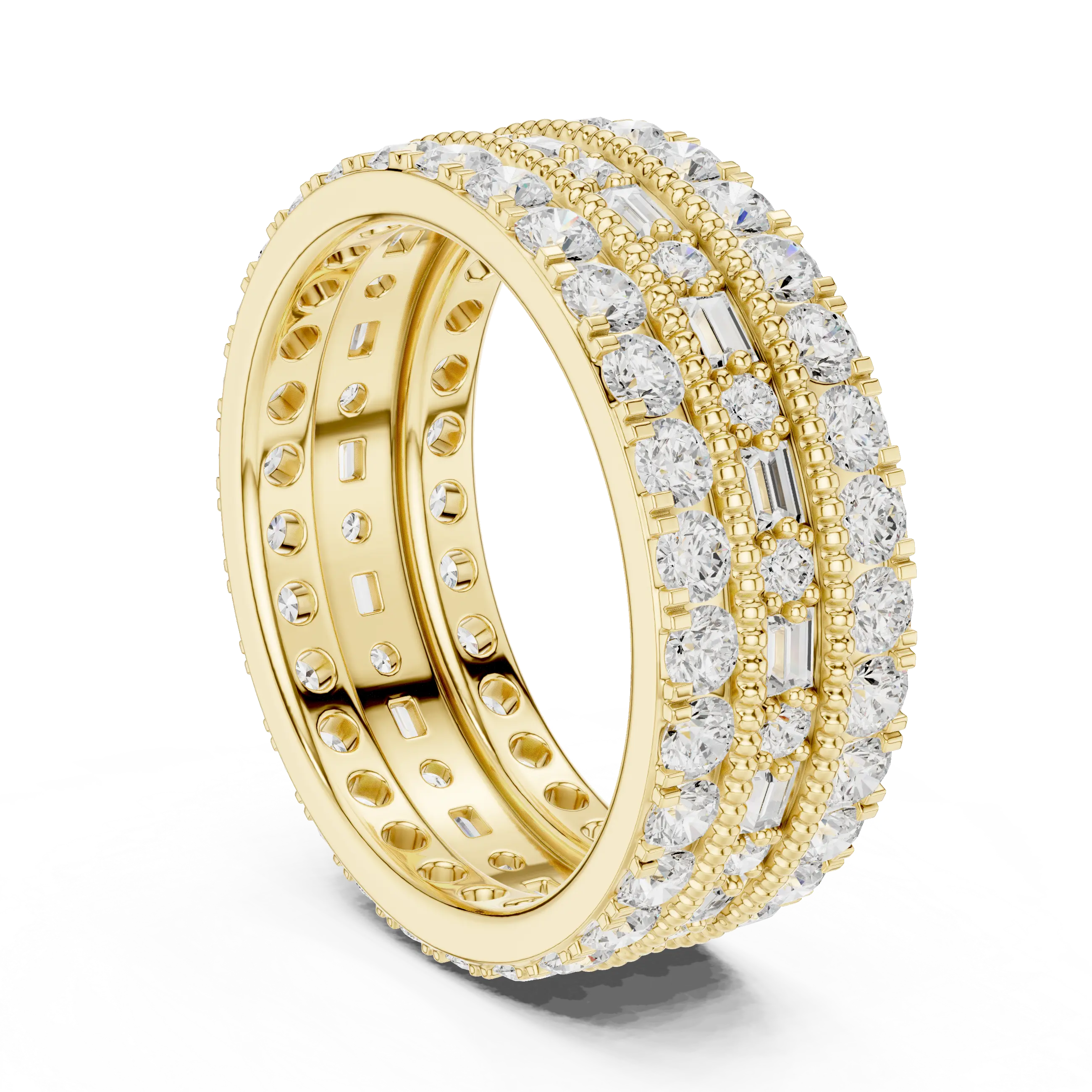 Iced Out Moissanite Diamond Eternity Ring 14K Rose Gold