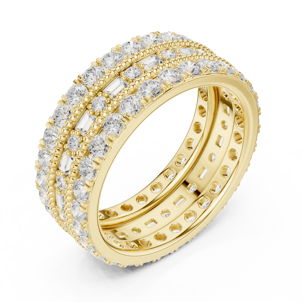Iced Out Moissanite Diamond Eternity Ring 14K Rose Gold