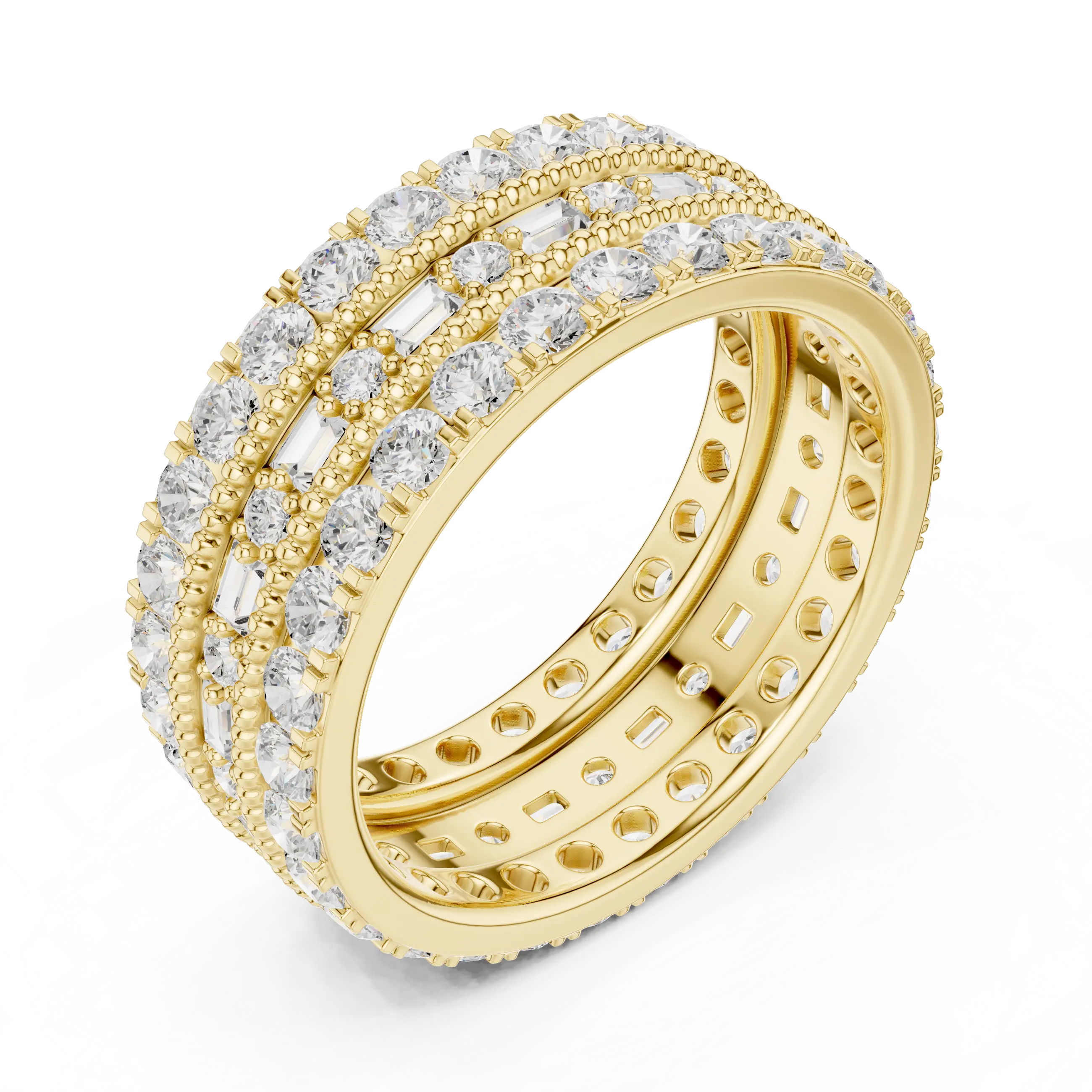 Iced Out Moissanite Diamond Eternity Ring 14K Rose Gold