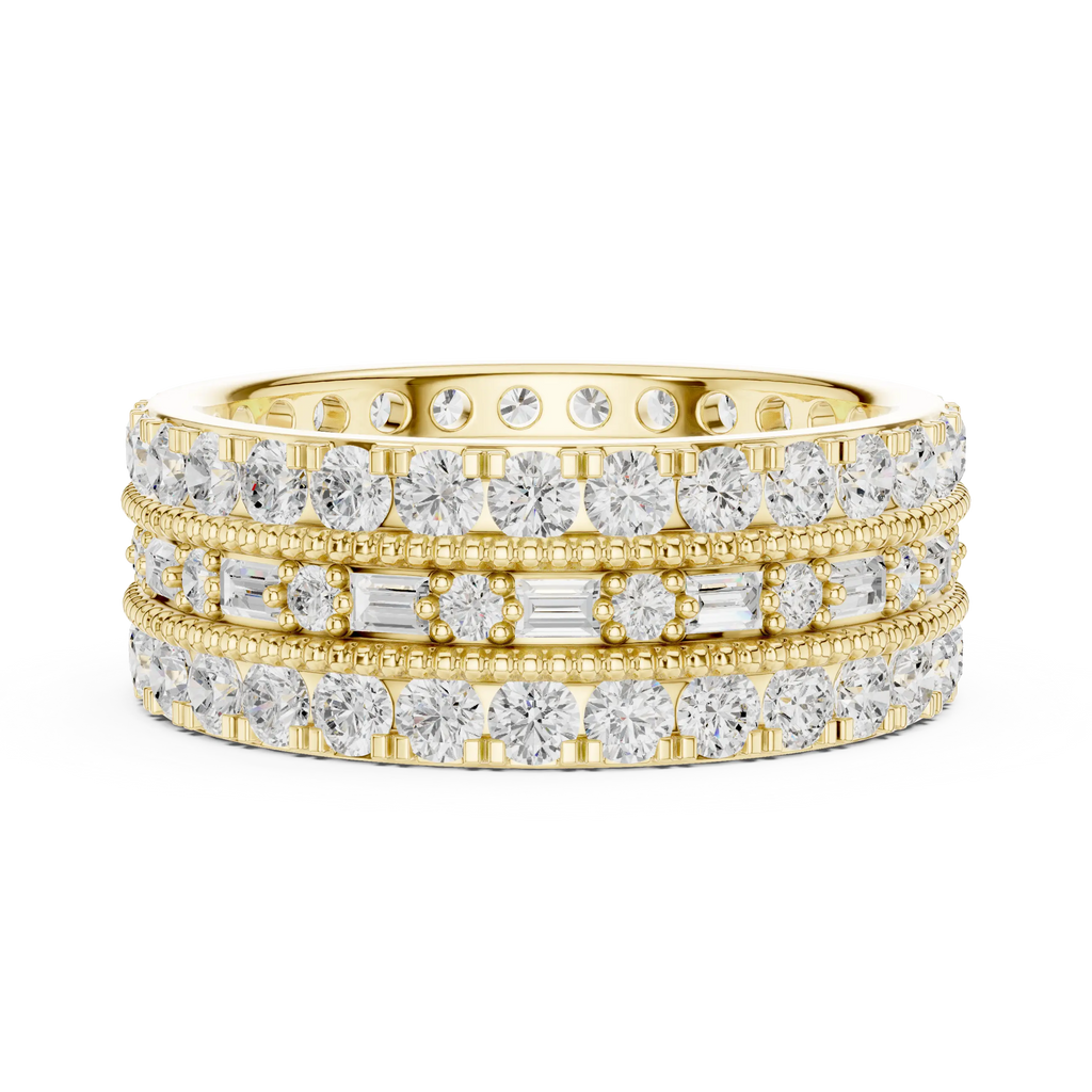 Iced Out Moissanite Diamond Eternity Ring 14K Rose Gold
