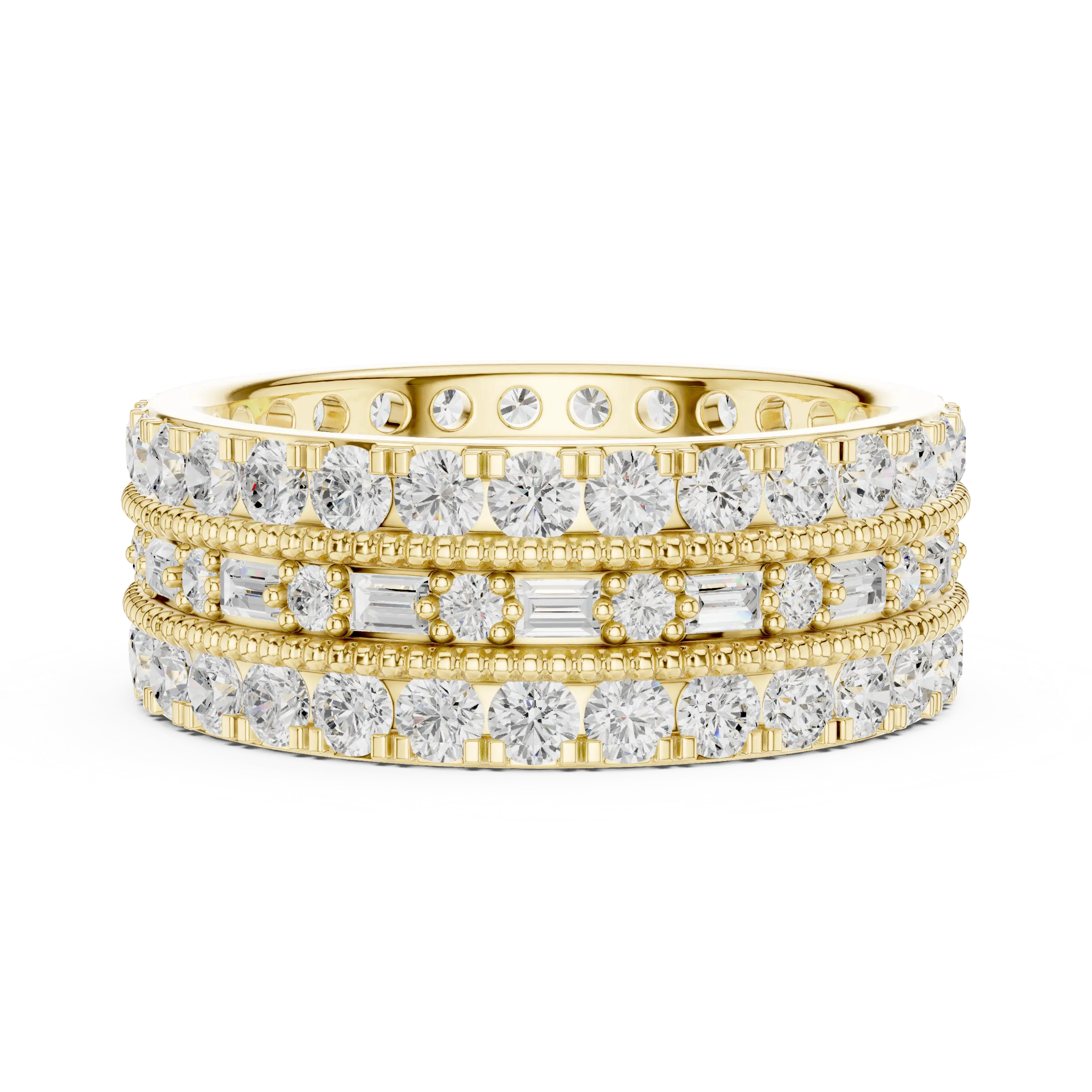 Iced Out Moissanite Diamond Eternity Ring 14K Rose Gold