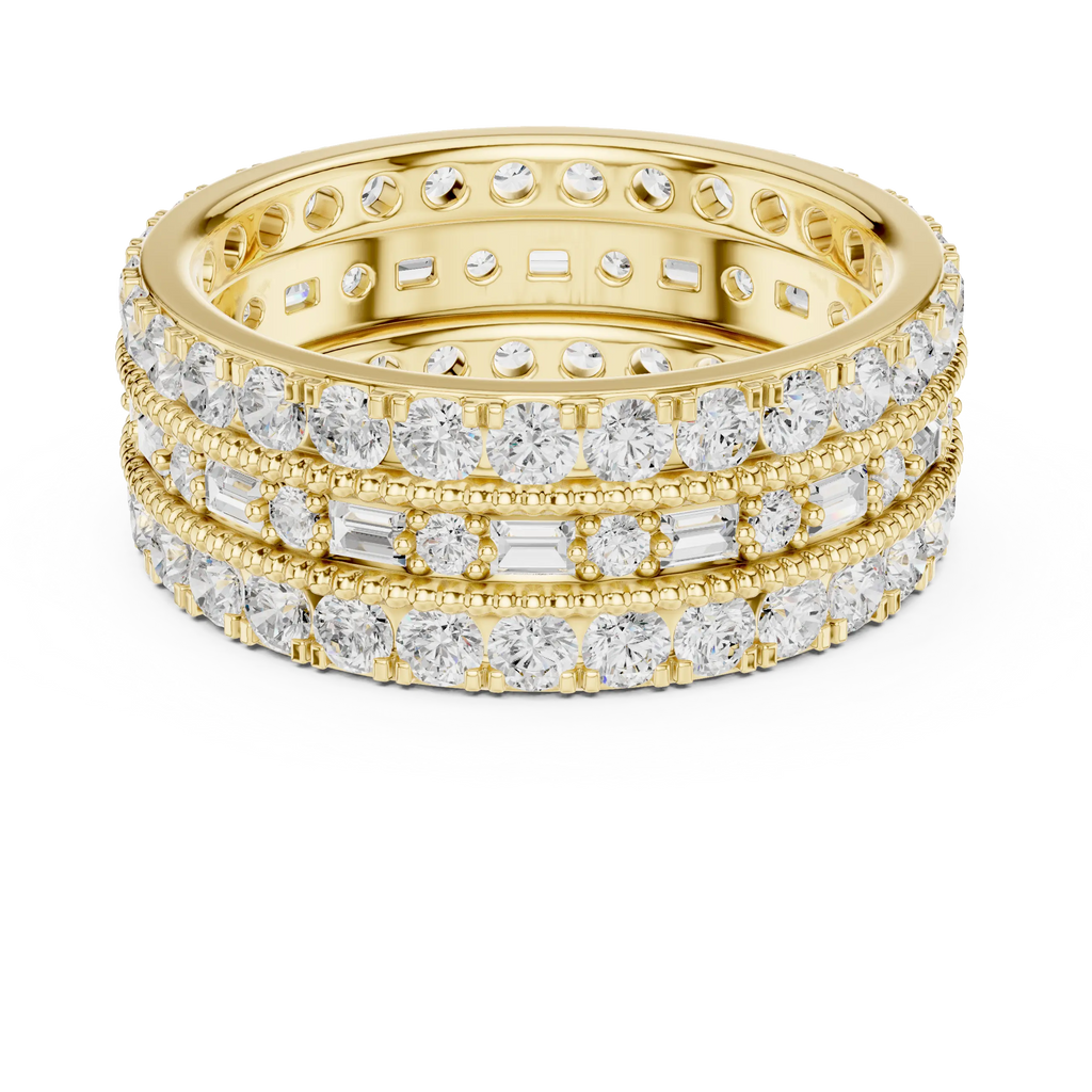 Iced Out Moissanite Diamond Eternity Ring 14K Rose Gold