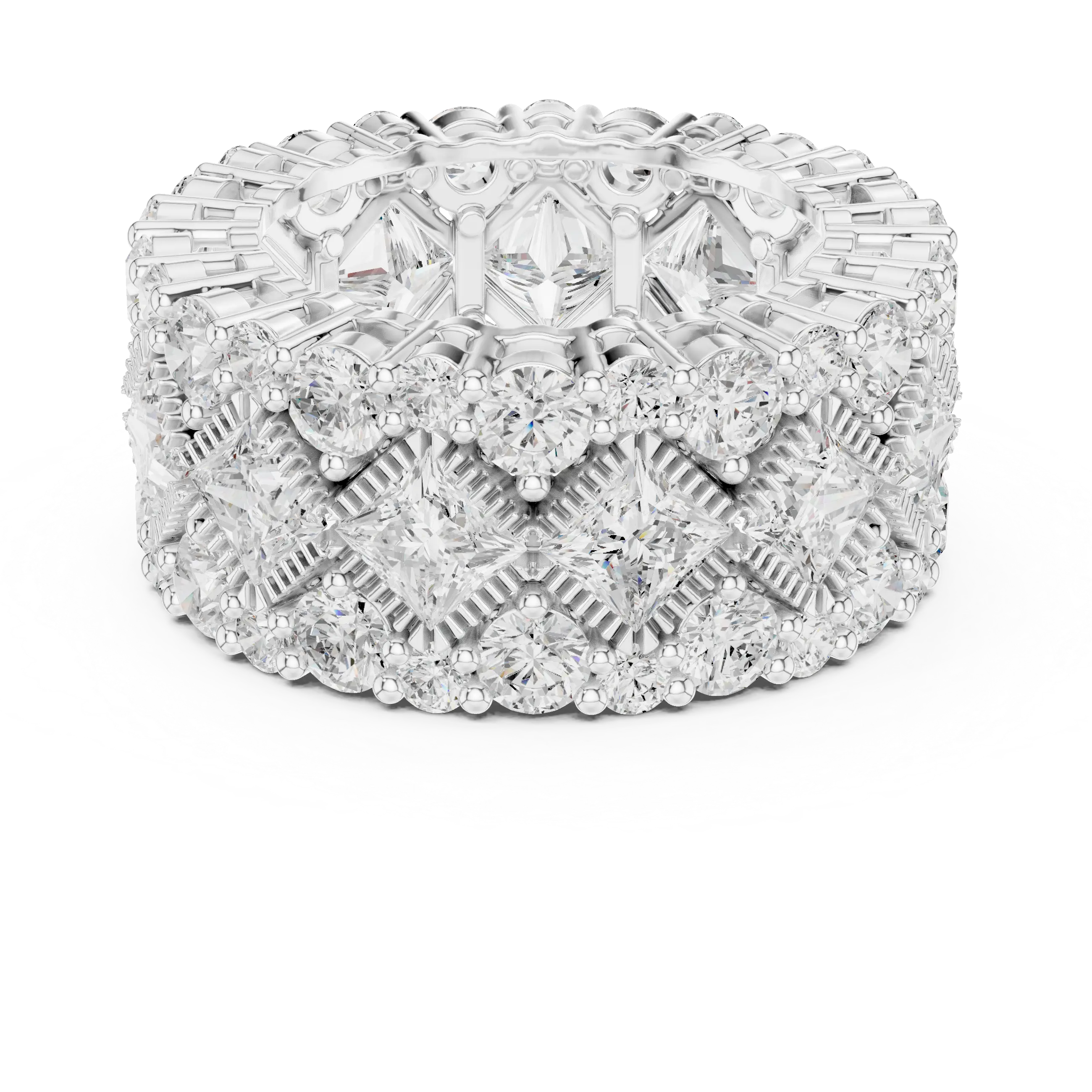 Gold Princess & Round Cut Hip Hop Statement Ring Lab Grown Diamond