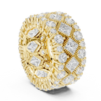 Gold Princess & Round Cut Hip Hop Statement Ring Lab Grown Diamond
