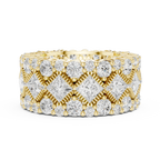 Gold Princess & Round Cut Hip Hop Statement Ring Lab Grown Diamond