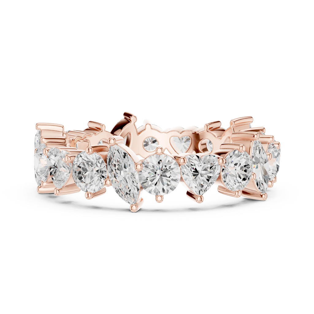 14K White Gold Multi-Shape Diamond Eternity Ring Moissanite Diamond