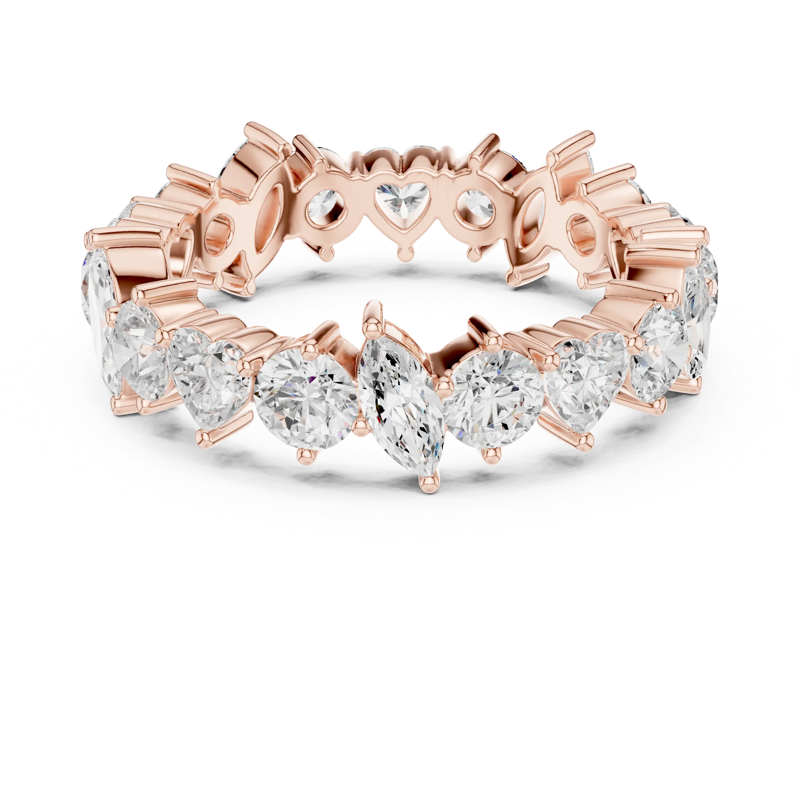 14K White Gold Multi-Shape Diamond Eternity Ring Moissanite Diamond