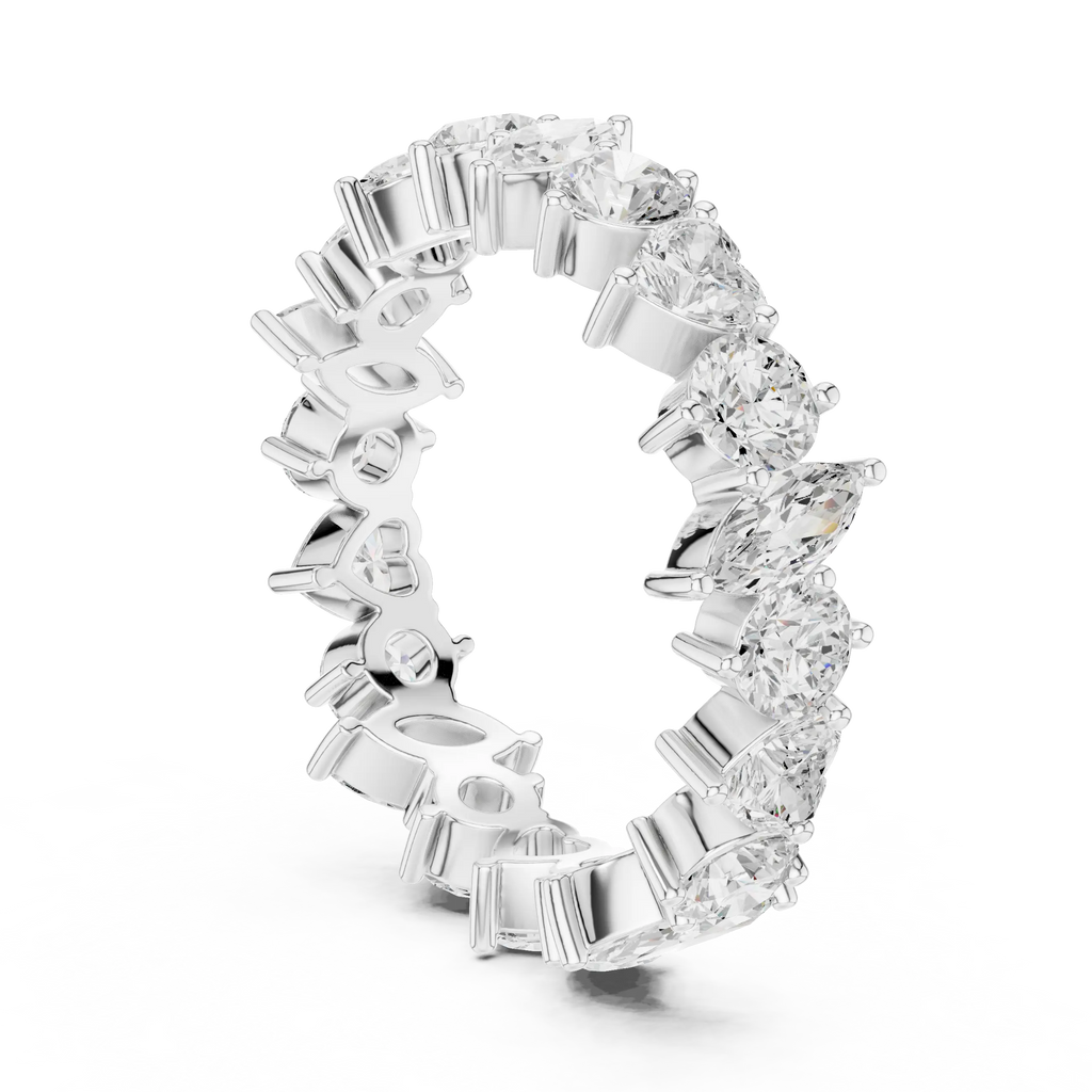 14K White Gold Multi-Shape Diamond Eternity Ring Moissanite Diamond
