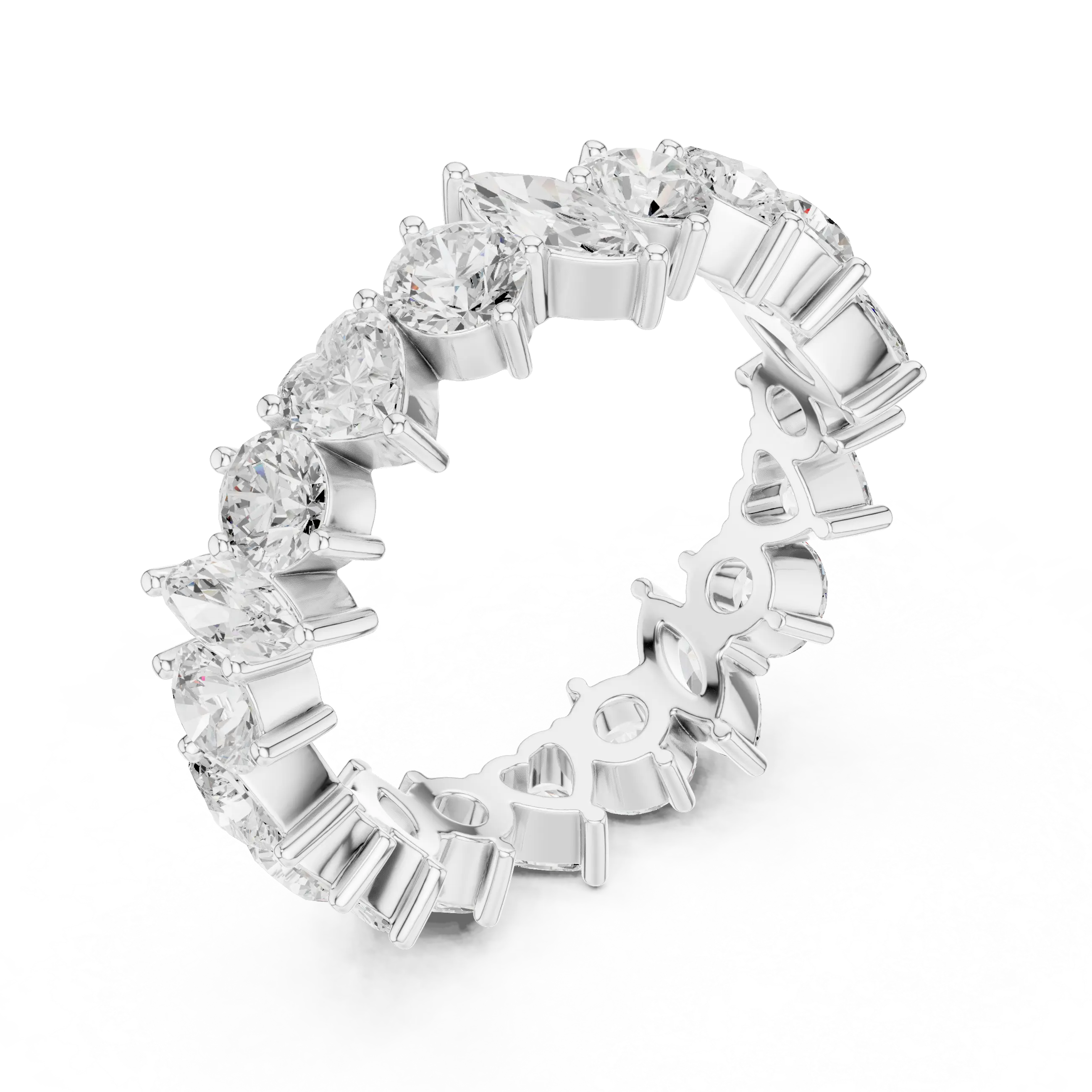 14K White Gold Multi-Shape Diamond Eternity Ring Moissanite Diamond