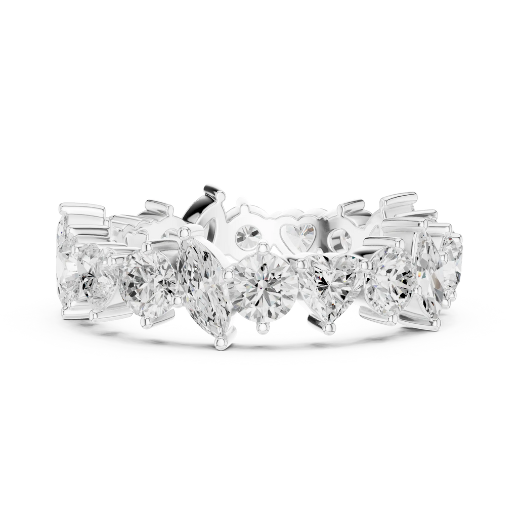 14K White Gold Multi-Shape Diamond Eternity Ring Moissanite Diamond