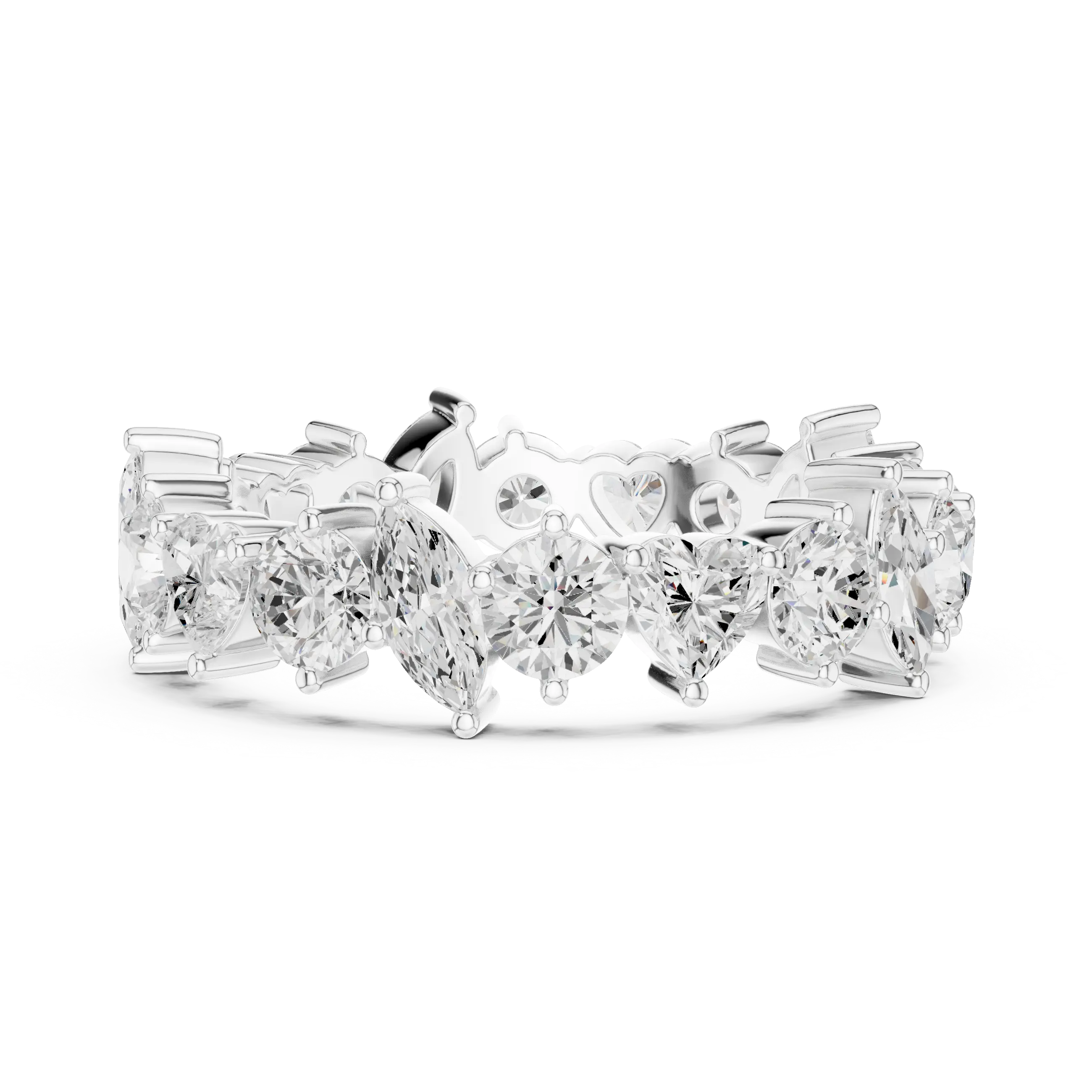 14K White Gold Multi-Shape Diamond Eternity Ring Moissanite Diamond