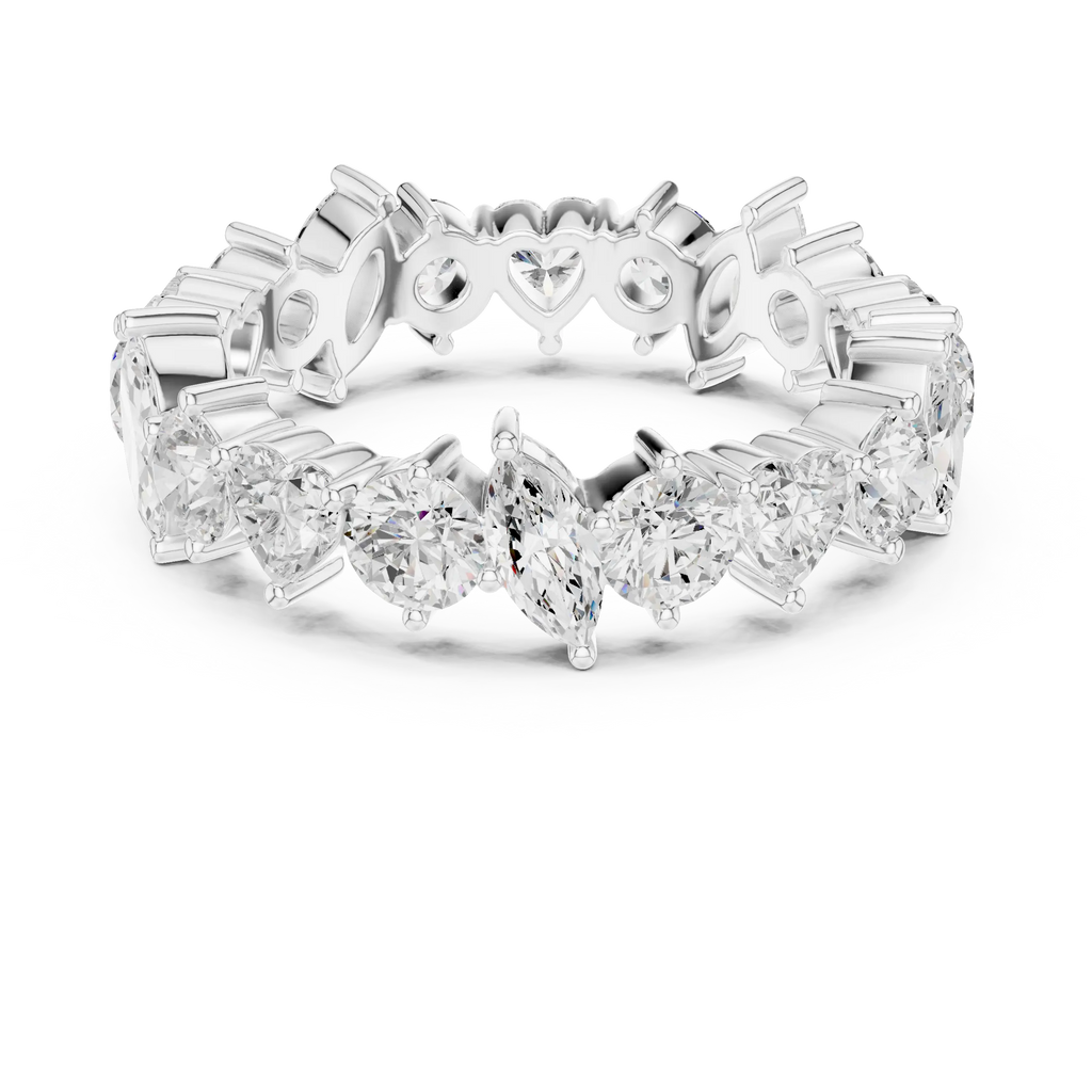 14K White Gold Multi-Shape Diamond Eternity Ring Moissanite Diamond