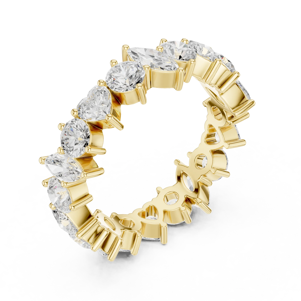 14K White Gold Multi-Shape Diamond Eternity Ring Moissanite Diamond