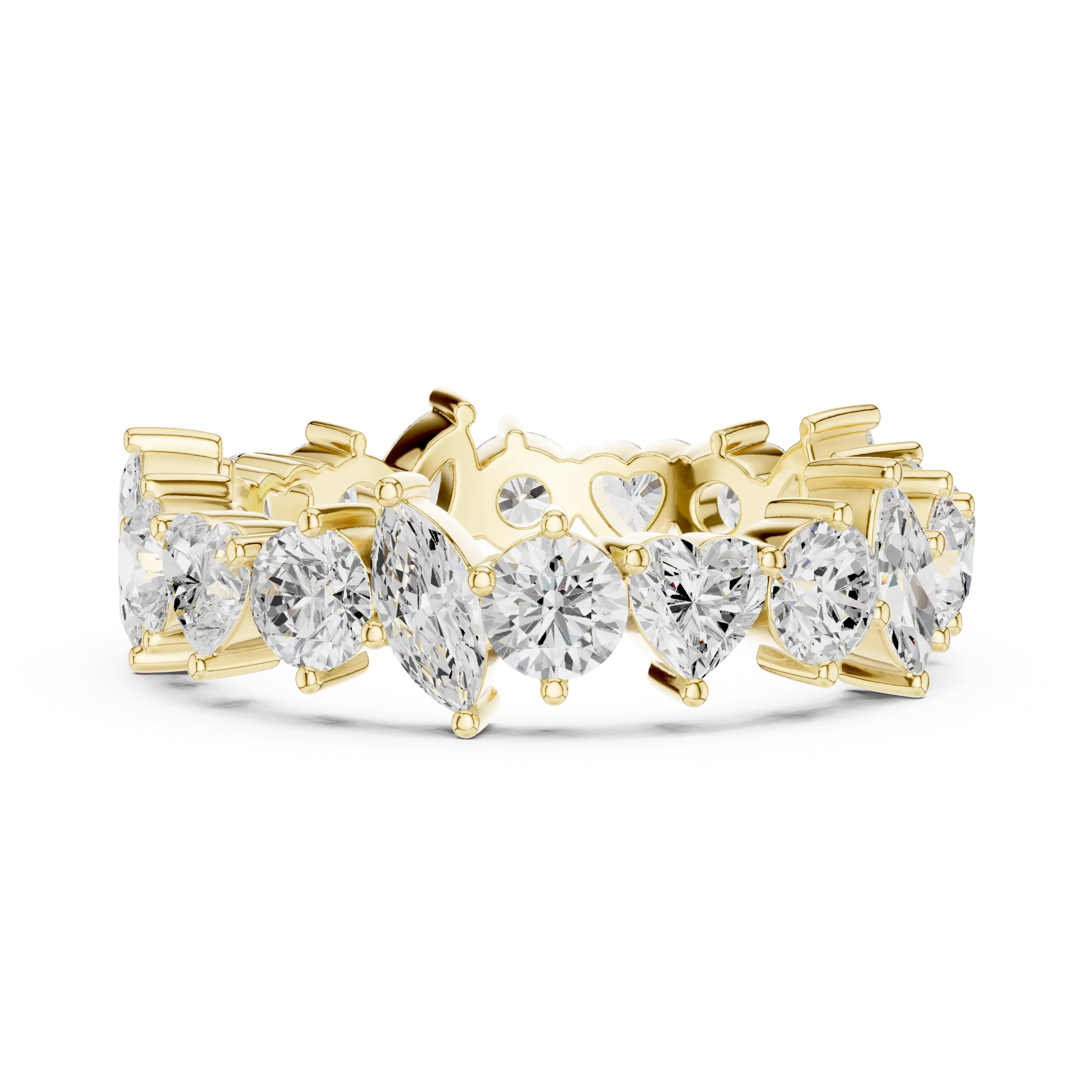 14K White Gold Multi-Shape Diamond Eternity Ring Moissanite Diamond