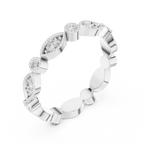 14K White Gold Milgrain Round Diamond Eternity Band Lab Grown