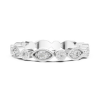 14K White Gold Milgrain Round Diamond Eternity Band Lab Grown