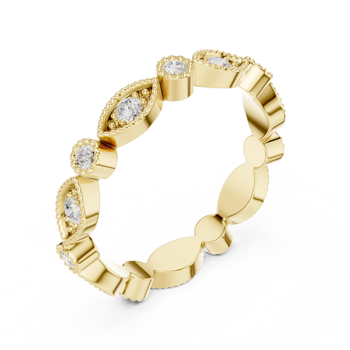 14K White Gold Milgrain Round Diamond Eternity Band Lab Grown