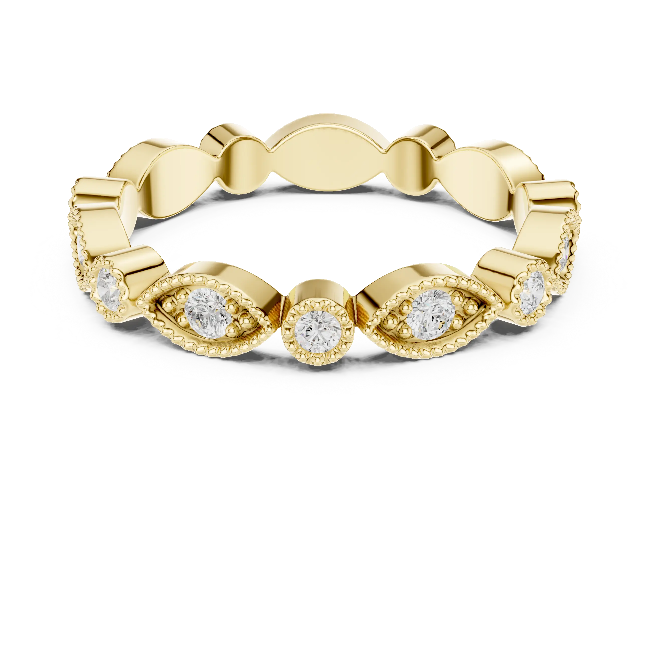 14K White Gold Milgrain Round Diamond Eternity Band Lab Grown