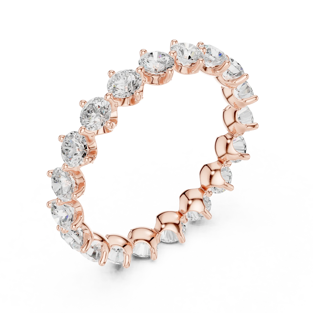 14K Rose Gold Round Moissanite Diamond U-Prong Eternity Ring