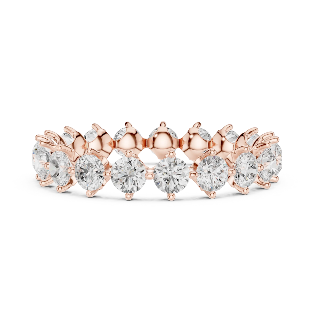 14K Rose Gold Round Moissanite Diamond U-Prong Eternity Ring
