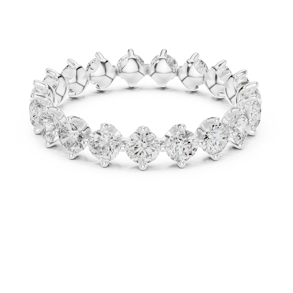 14K Rose Gold Round Moissanite Diamond U-Prong Eternity Ring