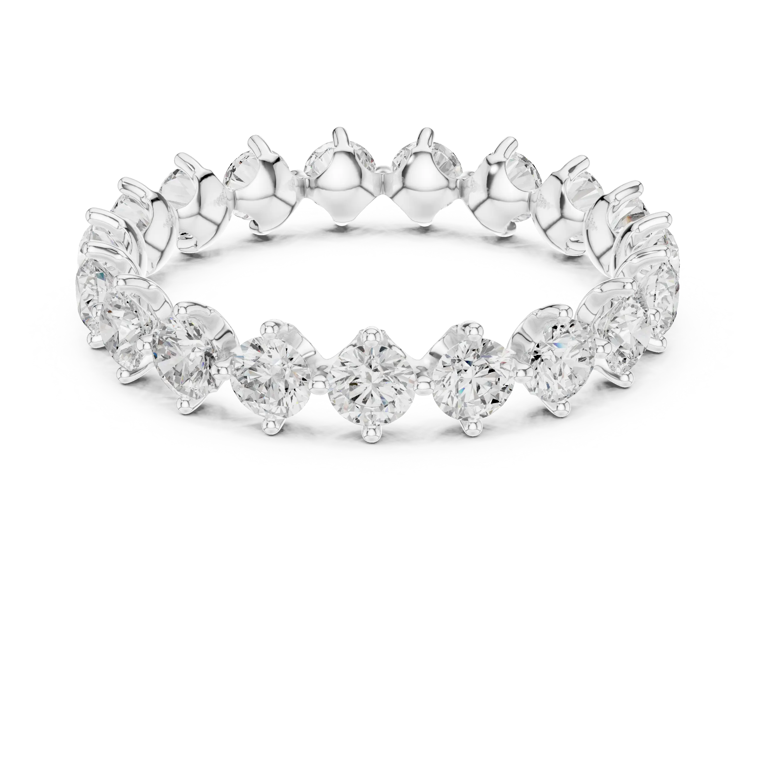 14K Rose Gold Round Moissanite Diamond U-Prong Eternity Ring