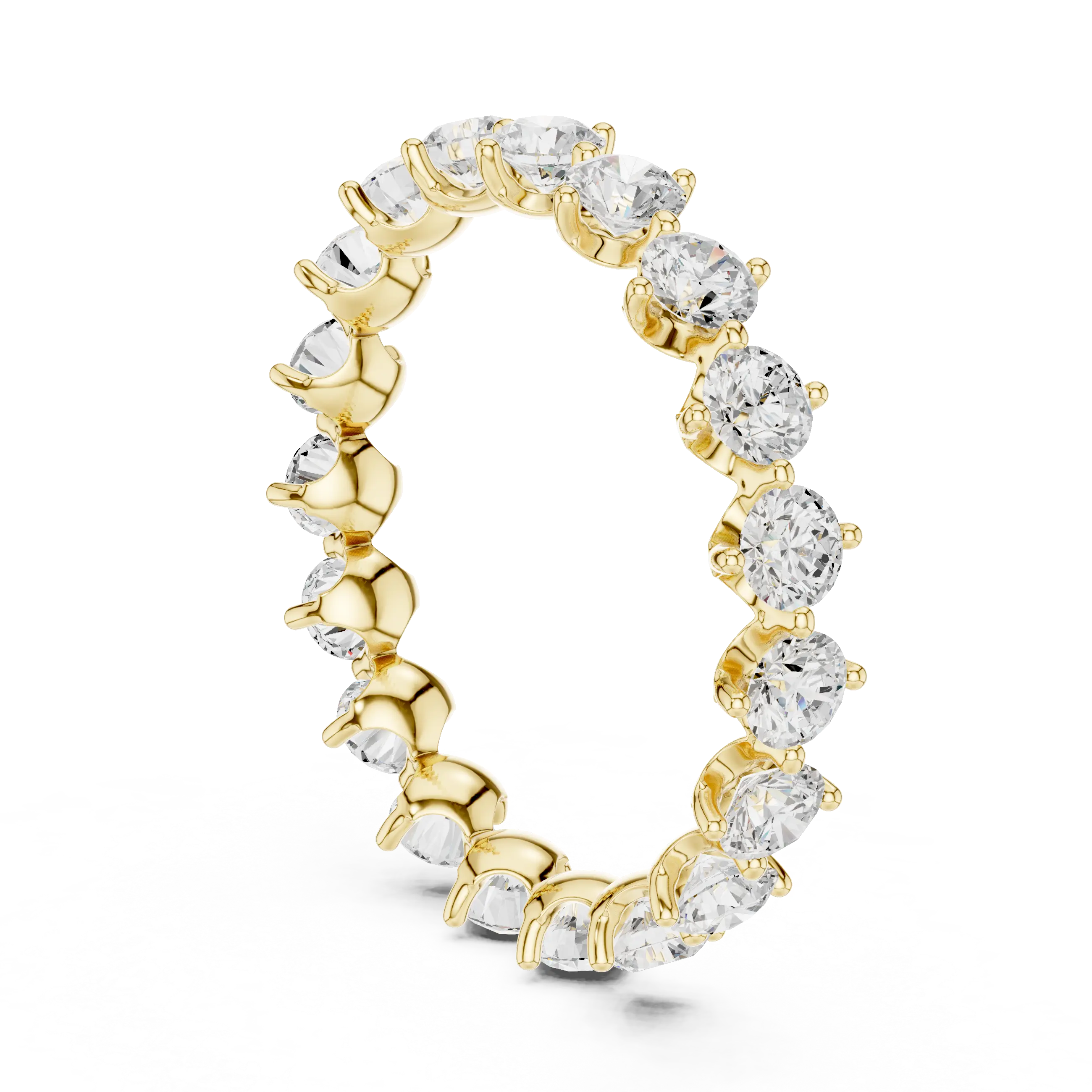 14K Rose Gold Round Moissanite Diamond U-Prong Eternity Ring
