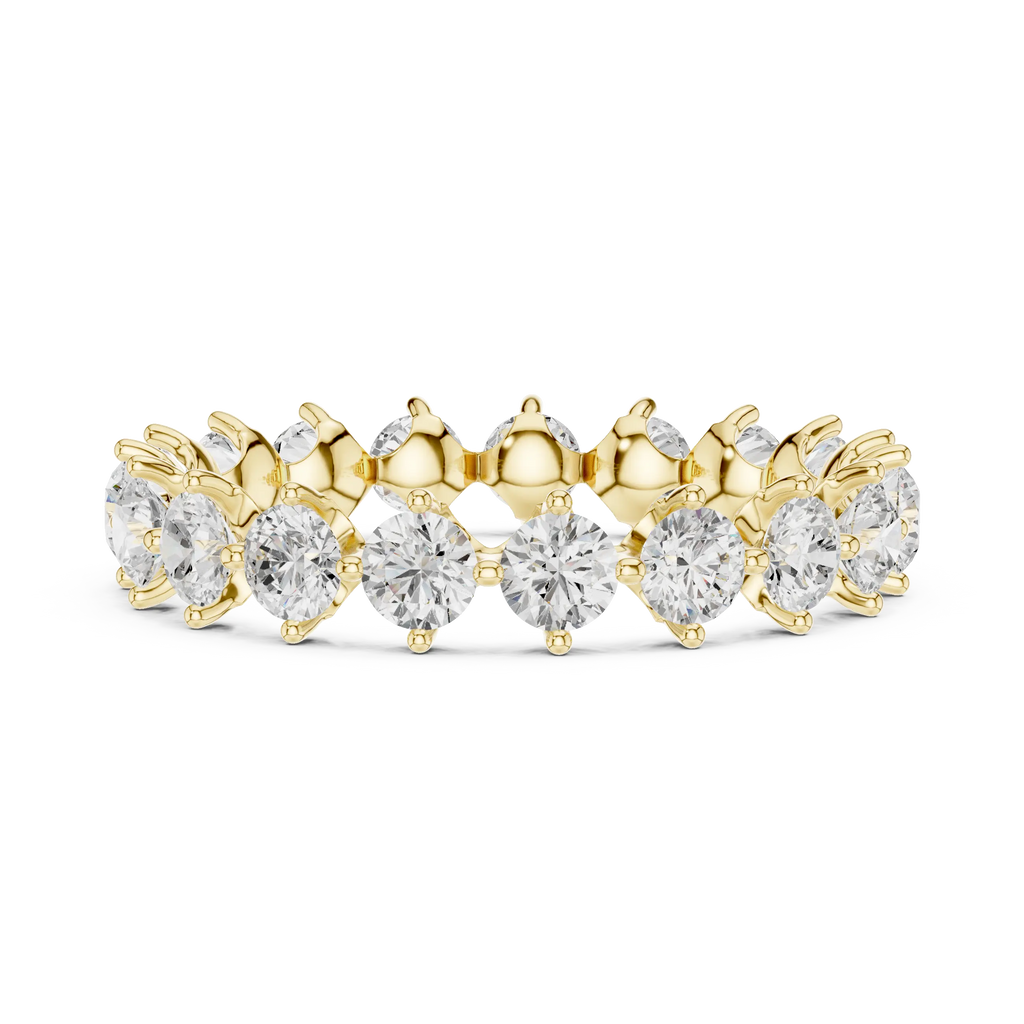 14K Rose Gold Round Moissanite Diamond U-Prong Eternity Ring