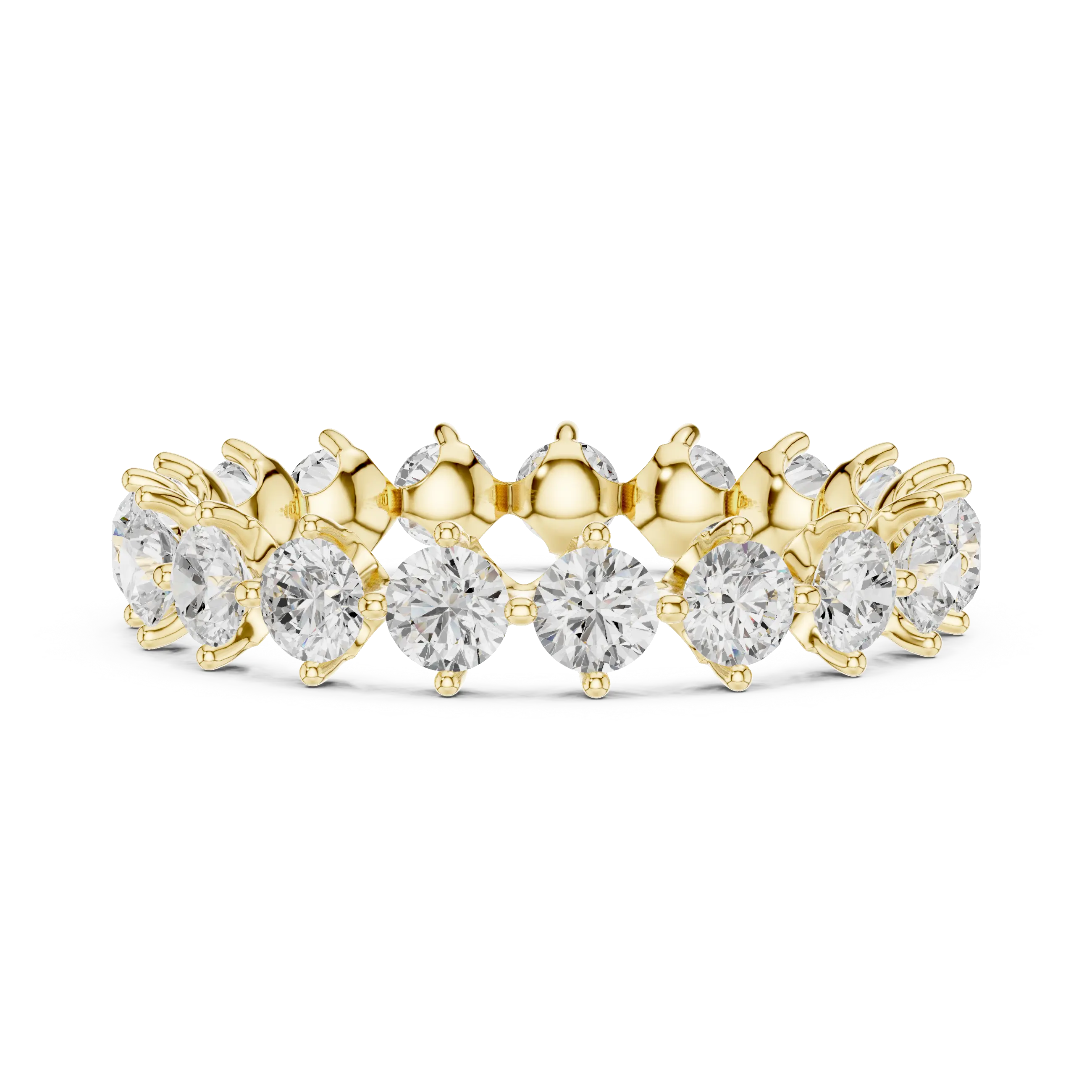 14K Rose Gold Round Moissanite Diamond U-Prong Eternity Ring